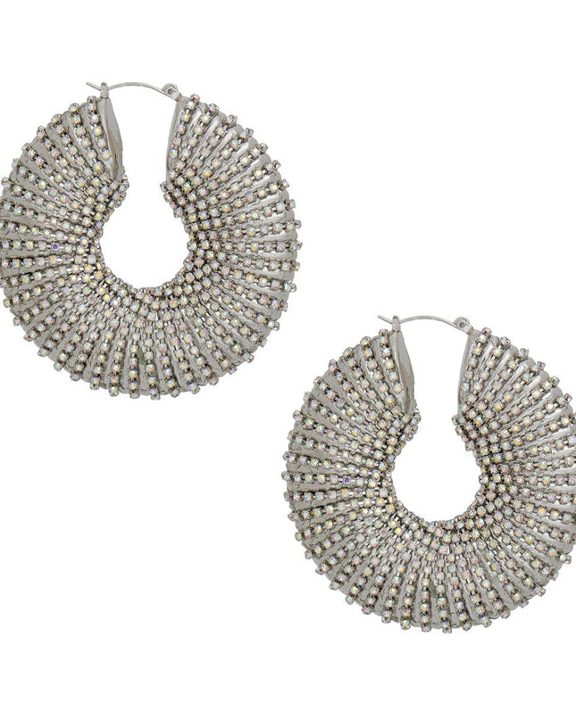 Hoop Oversized Silver Aurbo Stripe Wide Earrings