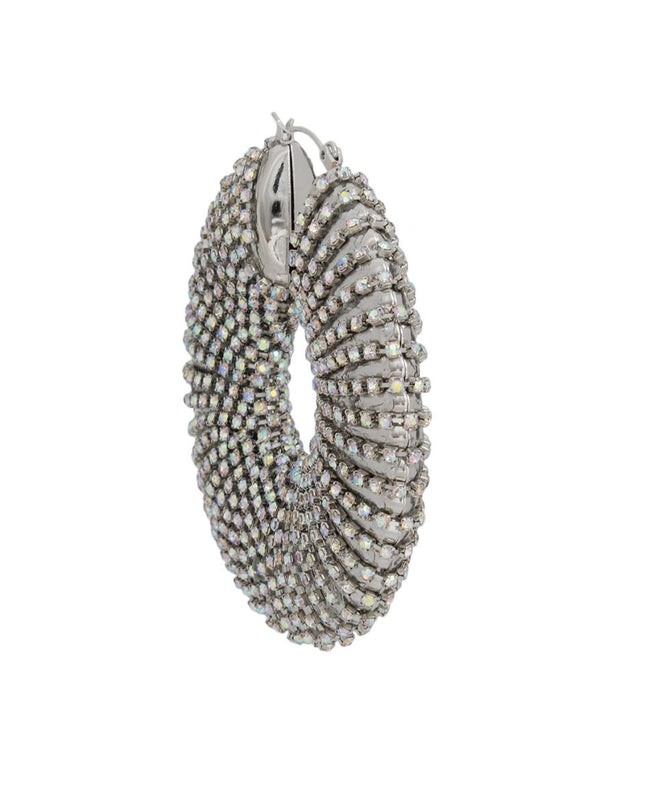 Hoop Oversized Silver Aurbo Stripe Wide Earrings