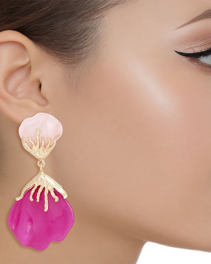 Drop Shades of Pink Petal Earrings for Women