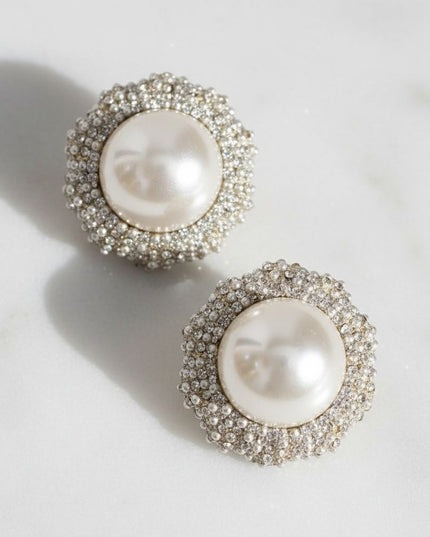 Stud Oversized Domed Cream Pearl Earrings
