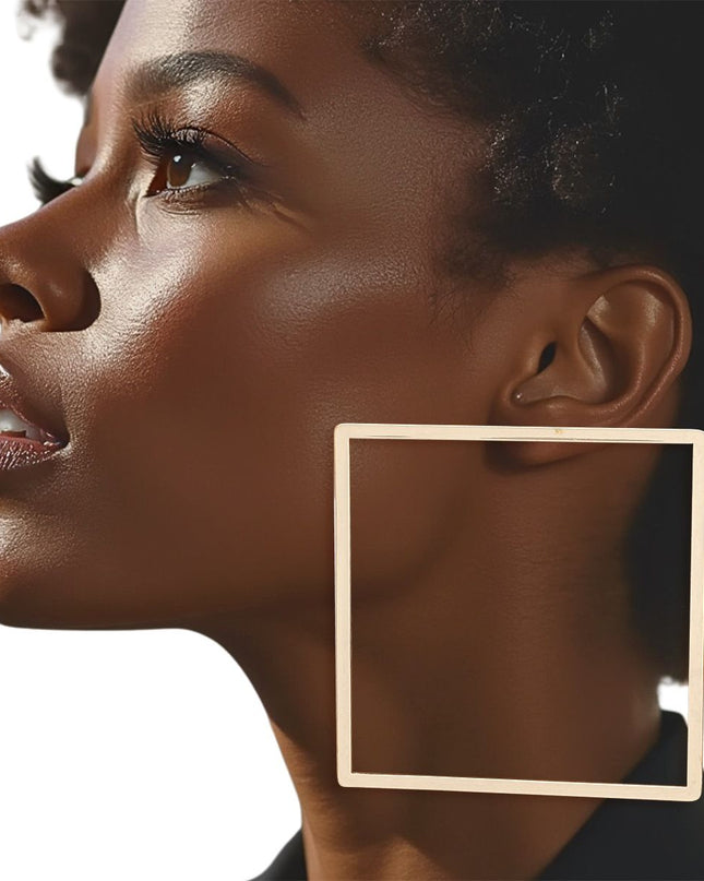 Stud Modern Gold Large Polished Square Earrings