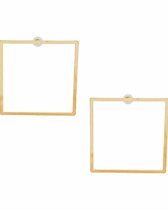 Stud Modern Gold Large Polished Square Earrings