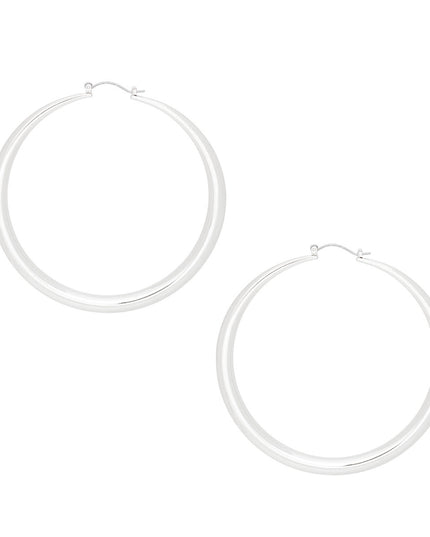 Hoop Sleek Silver Graduated Design Earrings Women