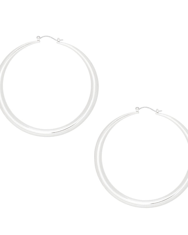 Hoop Sleek Silver Graduated Design Earrings Women