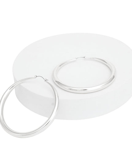 Hoop Sleek Silver Graduated Design Earrings Women