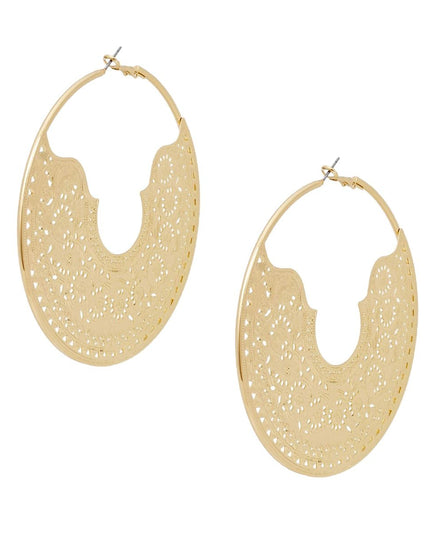 Hoop Intricate Filigree Large Boho Gold Earrings