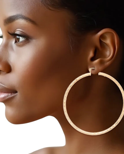 Hoop Classic 3 in Square Cut Gold Earrings Women