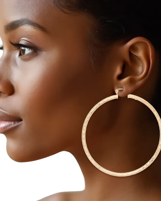 Hoop Classic 3 in Square Cut Gold Earrings Women