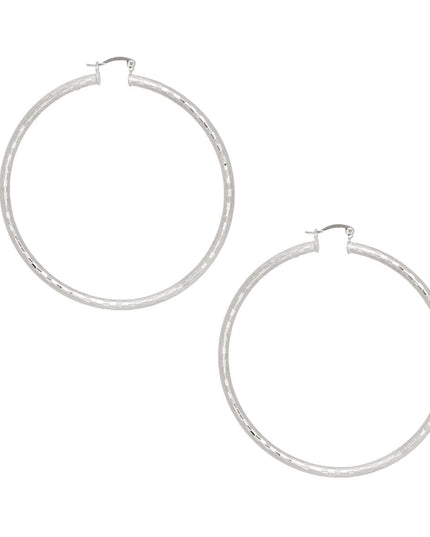 Hoop Classic 3 in Square Cut Silver Earrings Women