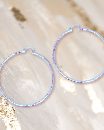 Hoop Classic 3 in Square Cut Silver Earrings Women
