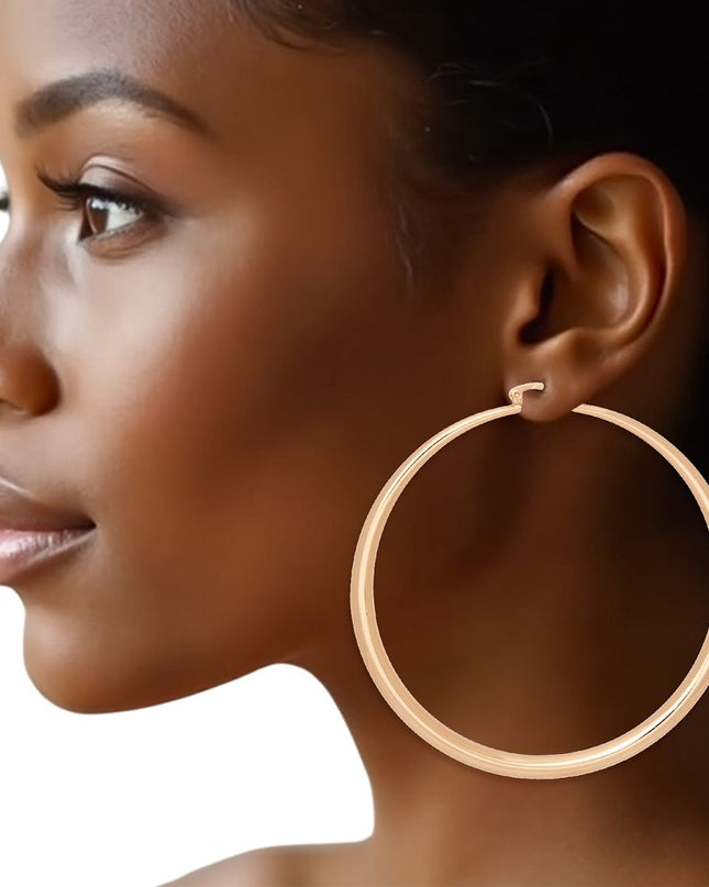 Hoop Classic 3 in Graduated Gold Earrings Women