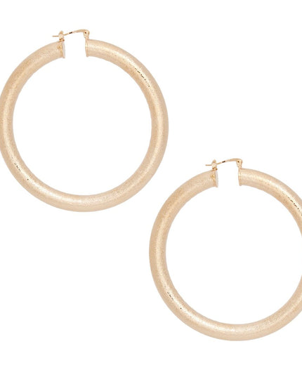 Hoop High Shine Gold Sandblasted Thick Earrings