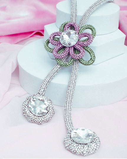 AKA Artisan Sparkling Sorority Flower Y Necklace