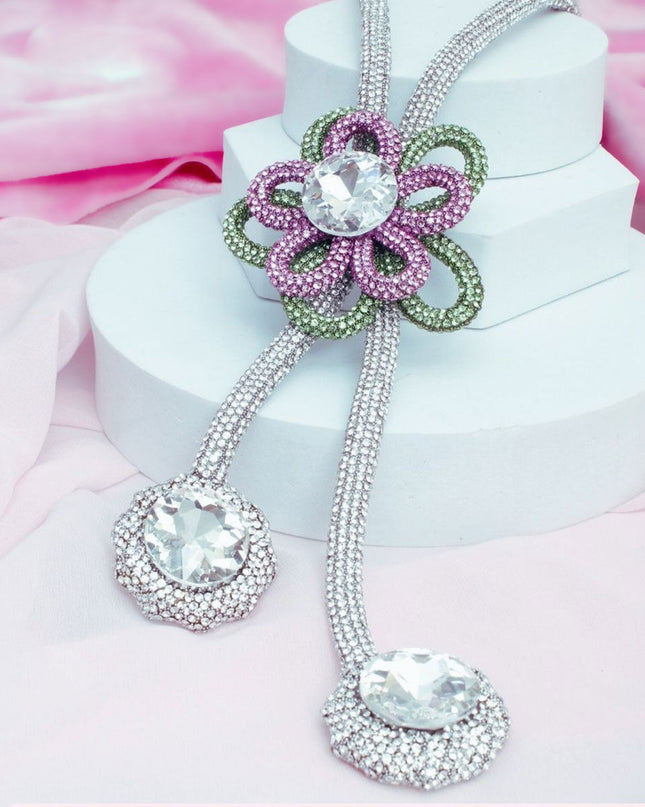 AKA Artisan Sparkling Sorority Flower Y Necklace