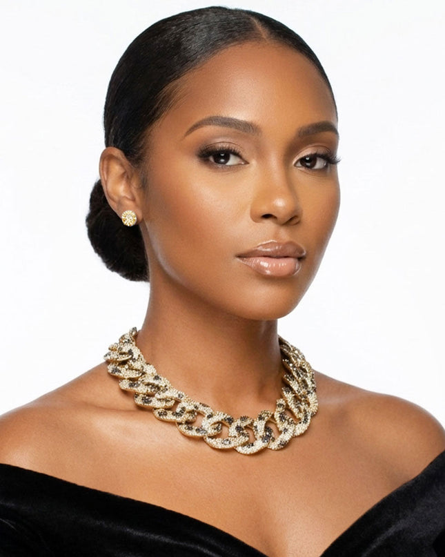 Chain Wild Child Leopard Stone Encrusted Necklace