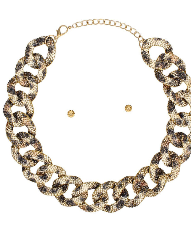 Chain Wild Child Leopard Stone Encrusted Necklace