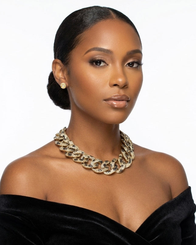 Chain Wild Child Leopard Stone Encrusted Necklace