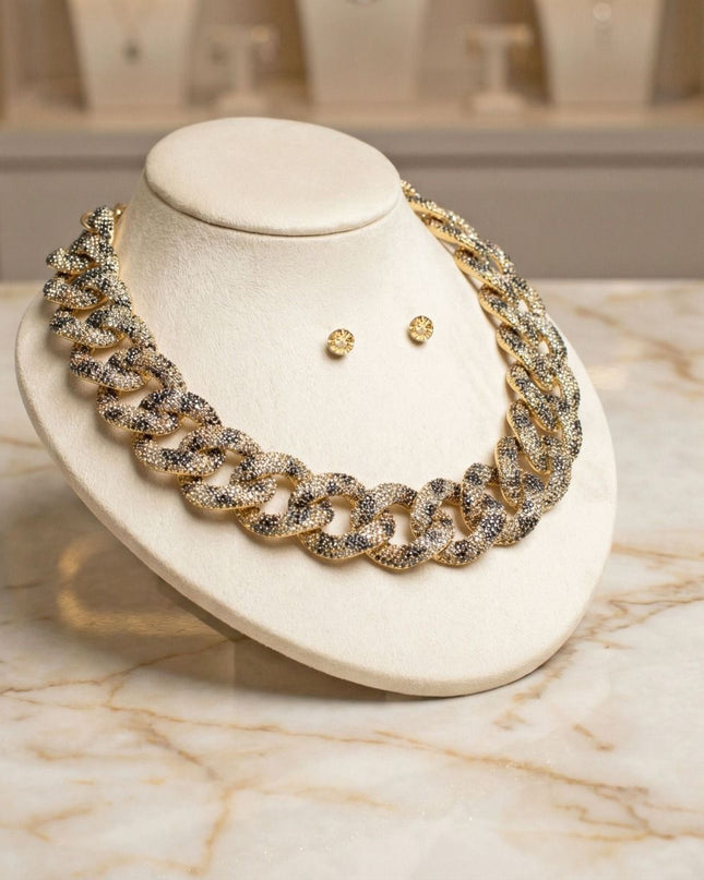 Chain Wild Child Leopard Stone Encrusted Necklace