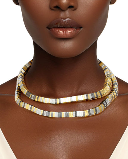Convertible Mixed Metal Tubogas Flex Coil Necklace