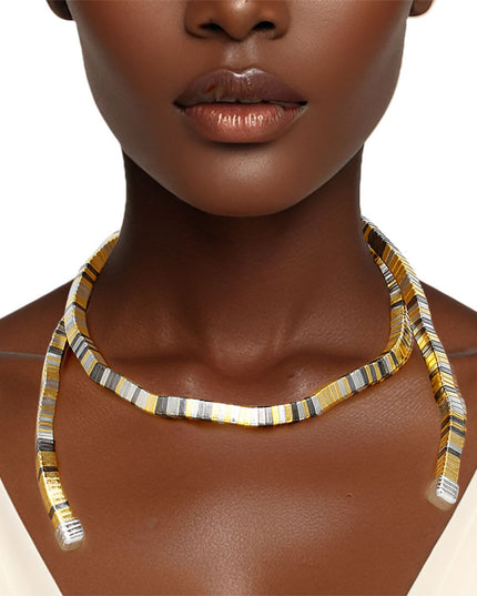 Convertible Mixed Metal Tubogas Flex Coil Necklace