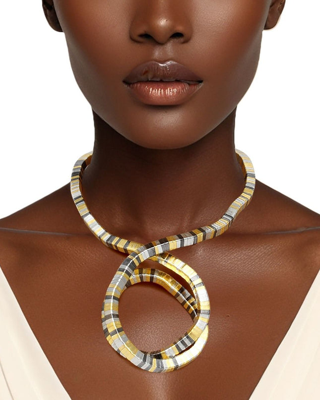 Convertible Mixed Metal Tubogas Flex Coil Necklace