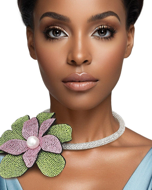 AKA Handcrafted Brilliance Flower Choker Necklace