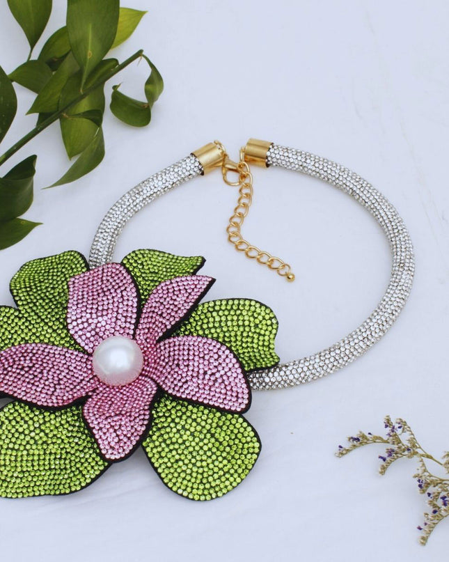 AKA Handcrafted Brilliance Flower Choker Necklace