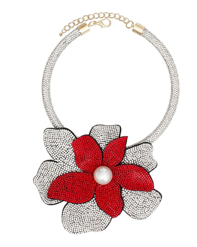 DST Handcrafted Brilliance Flower Choker Necklace