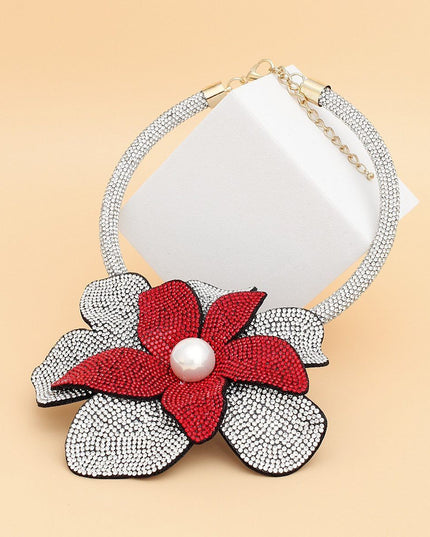 DST Handcrafted Brilliance Flower Choker Necklace