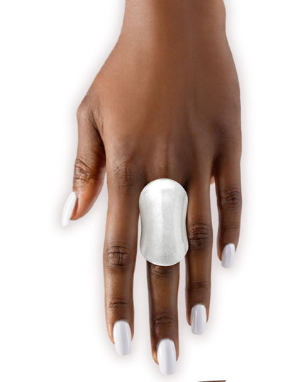 Elongated Knuckle Armor Matte Silver Stretch Ring