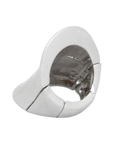 Elongated Knuckle Armor Matte Silver Stretch Ring
