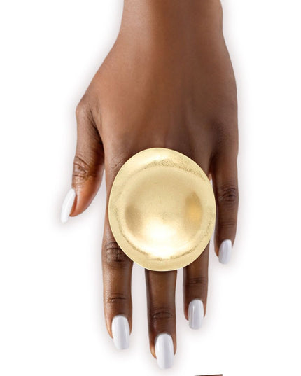 Ring XL Fierce Tribal Matte Gold Industrial Round