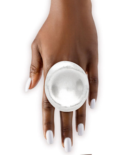 Ring XL Fierce Tribal Matte Silver Industrial Round