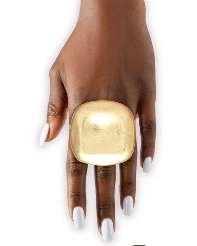 Ring XL Industrial Tribal Matte Gold Square