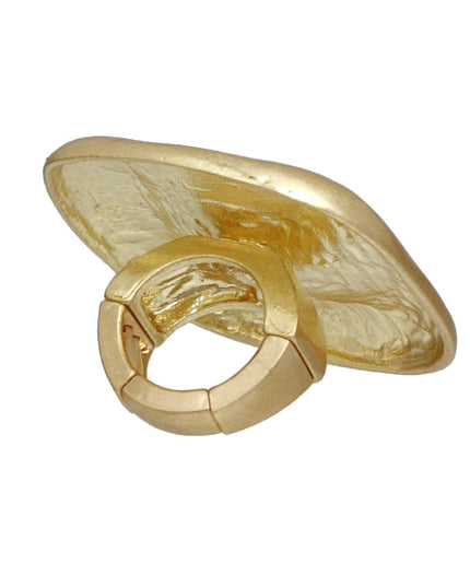 Ring XL Industrial Tribal Matte Gold Square