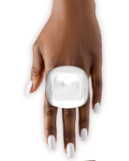 Ring XL Industrial Tribal Matte Silver Square