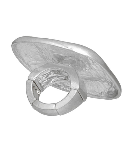 Ring XL Industrial Tribal Matte Silver Square