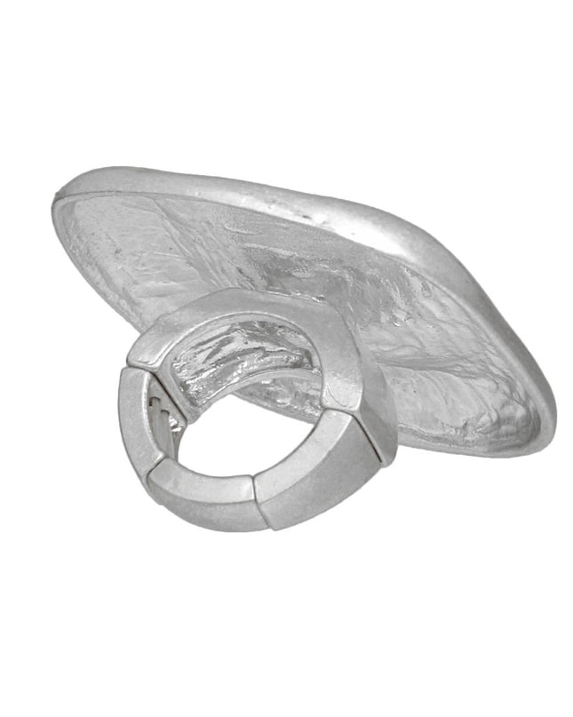 Ring XL Industrial Tribal Matte Silver Square