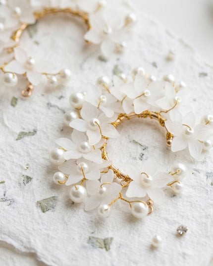 Bridal Pearl Floral Cluster Right Ear Cuff Earring