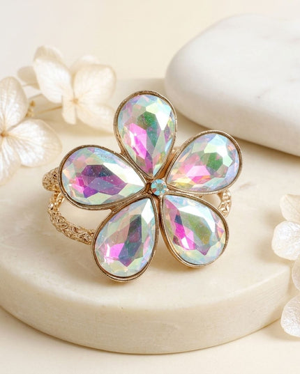 Aurbo Glass Crystal Daisy Flower Cuff Bracelet