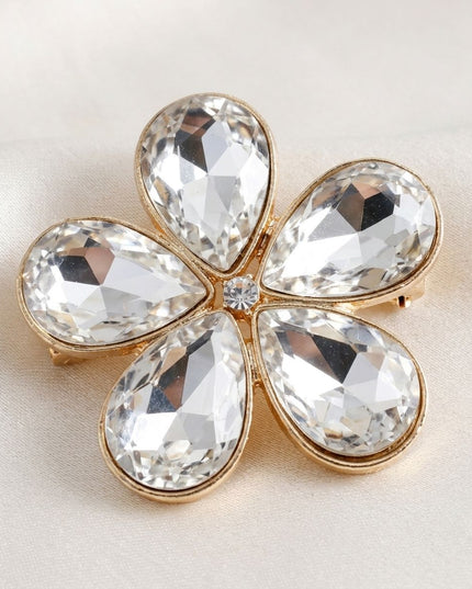 Gold Glass Crystal Daisy Flower Cuff Bracelet