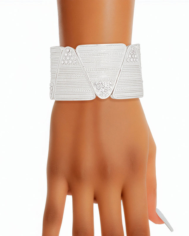 Bracelet Silver Triangle Stone Stretch for Women