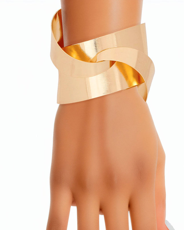 Cuff Gold Structured Geo Bracelet for Women