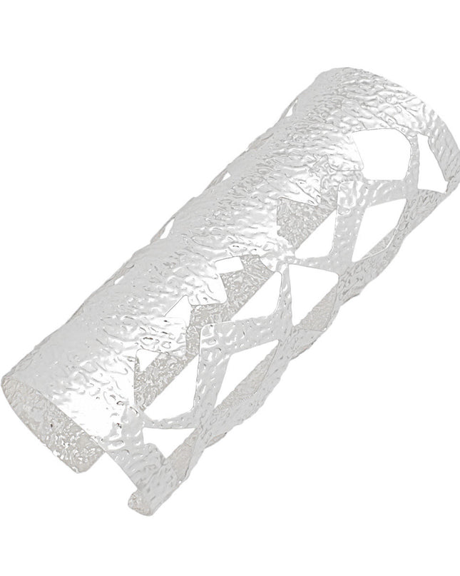 Cuff Textured Silver Cutout Long Armor Bracelet