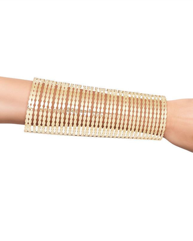 Cuff Polished Gold Cutout Chain Long Bracelet