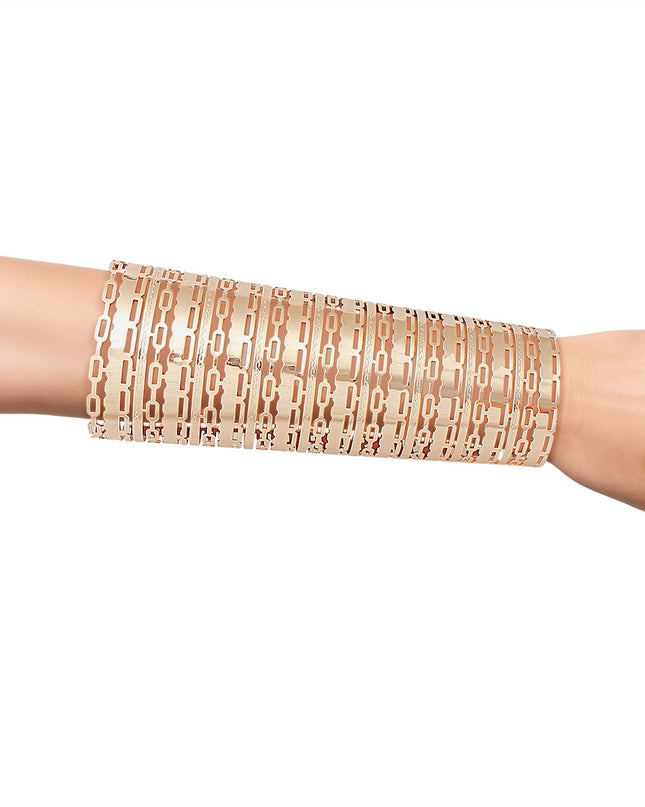 Cuff Polished Gold Oval Link Cutout Long Bracelet