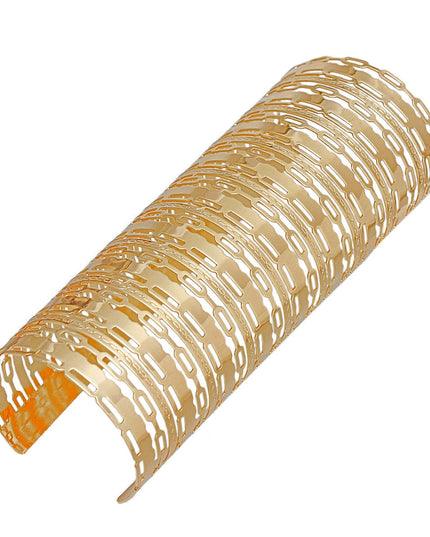 Cuff Polished Gold Oval Link Cutout Long Bracelet