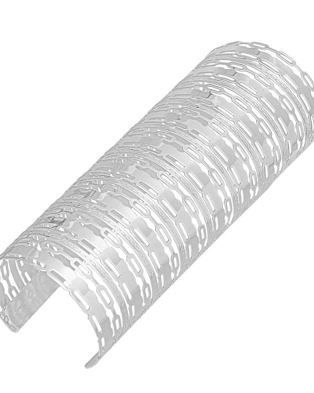 Cuff Polished Silver Oval Link Cutout Bracelet