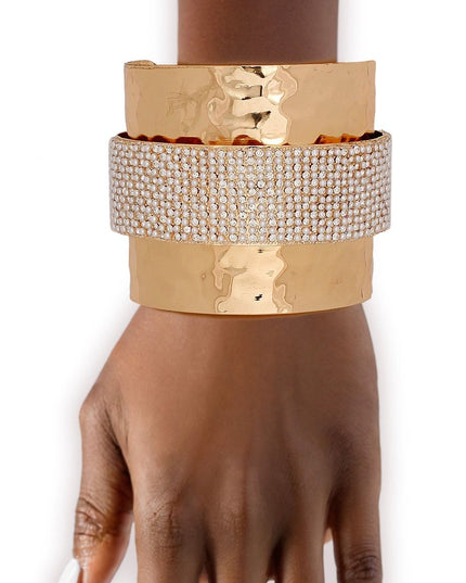 Cuff Wide Gold Opulent Cream Pearl Band Bracelet