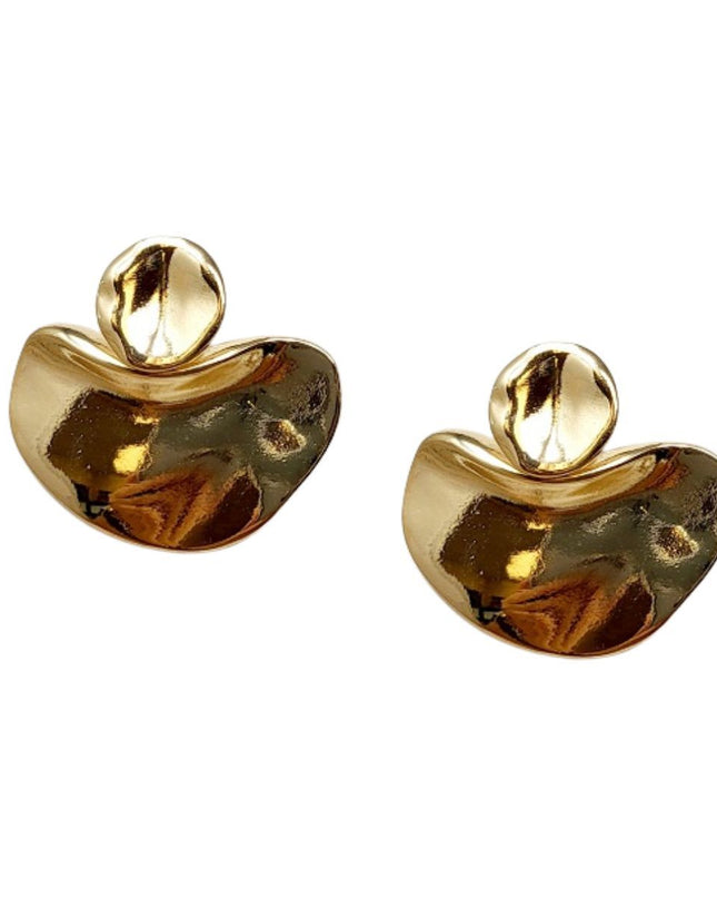 Drop Gold Cradled Disc Earrings for Women
